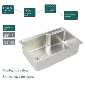 Fregadero de Cocina Leimanxi, Duradero, de Acero Inoxidable 304, Hecho a Mano, Instalación Bajo Encimera, Diseño Contemporáneo, para Uso en Hoteles, de una Sola Tina - Product Image 4