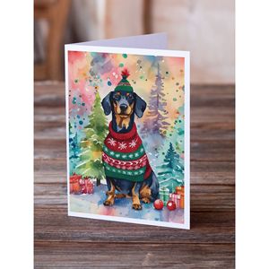Whimsical Dachshund Christmas <b>Greeting</b> <b>Cards</b> Pack of 8 A7 Size 5x7 Blank <b>Note</b> <b>Cards</b> with Envelopes - Product Image 2