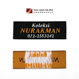 Etiquetas de cuello de damasco tejidas personalizadas de primera calidad, corte fusible y borde láser, lavables para prendas con logotipo de marca - Product Image 2