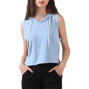Hoodies décontractés sans manches, gilets zippés, débardeurs de sport en mélange de coton, couleurs personnalisées - Product Image 4