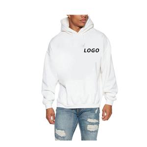 Sweat-shirt à capuche blanc pour homme, coupe ample, en molleton de coton, décontracté, avec poche avant, pour l'automne - Product Image 2