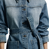 Veste en jean oversize délavée pour femme, coupe ample, boutonnée, manches longues, style décontracté streetwear, vêtement d'extérieur tendance