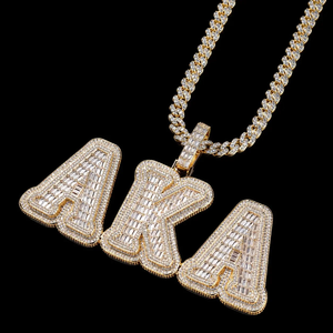 Colgante de letra personalizada con incrustaciones de moissanita plateada, estilo Hip Hop, con nombre, joyería llamativa, regalo, collar con nombre personalizado - Product Image 3