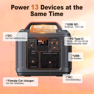 Stazione di Alimentazione Portatile 296Wh 80000mAh Batteria al Litio 300W (600W di Picco) Prese AC per Campeggio Esterno, Camper, Casa 220V PWM - Product Image 2
