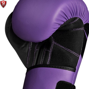 Ensemble de boxe SUMROOS SI, gants noirs et violets en cuir, sangle de poignet réglable, équipement d'entraînement durable, protecteur et confortable - Product Image 4