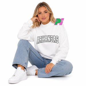 Sweat-shirt à col montant personnalisé avec lettrage appliqué, broderie de haute qualité, sweat-shirt à col montant blanc - Product Image 1