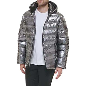High Street New Arrival Horse Riding Puffer Jacket Zipper Cargo Fashion Men's Windproof <b>Reflected</b> Hooded Winter Jacket - Product Image 1