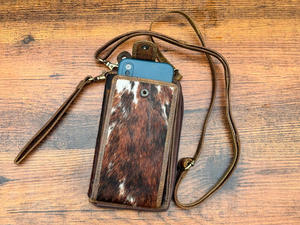 Portefeuille en cuir de vachette pour femmes avec poche pour téléphone Western en cuir véritable sac à main de haute qualité cheveux sur la pochette mobile - Product Image 5