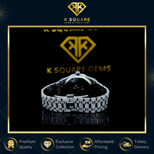 Montre de luxe à mouvement automatique de qualité supérieure, quartz, résistante à l'eau, en acier inoxydable VVS, avec diamants en moissanite - Product Image 5