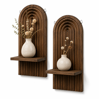 Étagère murale en bois cintrée, style bohème, en bois massif, support mural décoratif pour bougies, pour salon