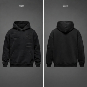 เสื้อฮู้ดดี้ผู้ชายสไตล์วินเทจแบบดิสเทรส ผ้าฟอกทรงหลวมใส่สบาย - Product Image 2