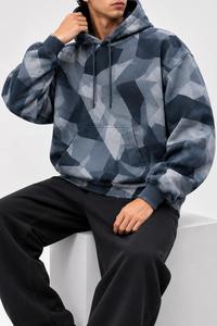 Sweat-shirt à capuche pour homme, imprimé géométrique, coupe classique, avec poche, décontracté, pour l'automne, 100% polyester, tissu FRENCH TERRY tricoté - Product Image 5
