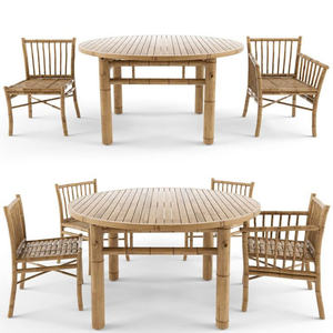 Table basse moderne en bambou – Style Japandi minimaliste pour chaise en bambou écologique avec accoudoirs, chaise de jardin, terrasse extérieure - Product Image 5