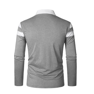Polo de Manga Larga para Hombre, Corte Ajustado Informal, Transpirable, con Cierre de Cremallera en Contraste, Color Sólido, Tops de Algodón, Personalización OEM ODM, Marca Privada - Product Image 2