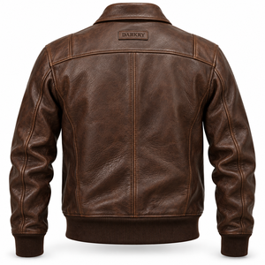 <b>Mens</b> Vintage <b>Brown</b> Genuine <b>Leather</b> Flight <b>Jacket</b> Custom OEM Pilot Bomber Outerwear Warm Winter Flap Pocket Coat Factory - Product Image 2