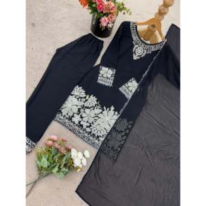 Designer <b>Women's</b> Top-Bottom-Dupatta Set with Elegant Embroidery Sequence <b>Work</b> - Product Image 4