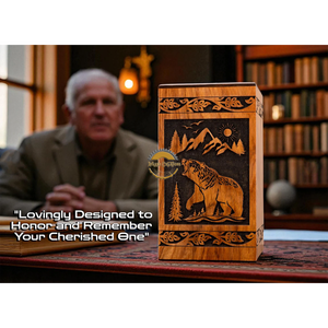 Urne funéraire en bois de rose sculptée à la main AYAANS, très vendue, pour cendres d'adultes, urnes funéraires en gros (6X6X11)IN - Product Image 3