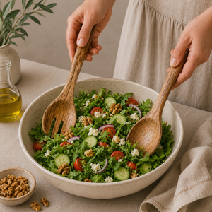 Great Quality Mango Wood Salad Server Set Eco-Friendly Wooden Serving Spoon and Fork for Salad <b>Pasta</b> & Grains In Factory Price - Product Image 6