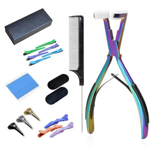 Kit de herramientas profesionales para extensiones de cabello, herramienta de sellado de superficie plana para extensiones de cabello con cinta adhesiva, cabello humano, color arcoíris - Product Image 1