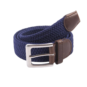 Cinturón trenzado azul marino, cinturón elástico con hebilla plateada, cinturón con punta de cuero marrón, cinturón con hebilla cuadrada, cinturones para hombre, cinturón de cuero - Product Image 5
