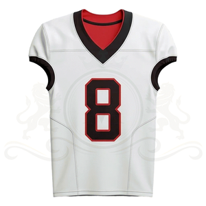 T-shirt de football américain pour homme, blanc, noir, rouge, col en V, manches courtes, numéro 8 sublimé, évacuation de l'humidité, coupe classique - Product Image 6