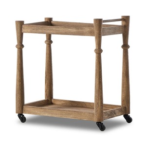 Carrito de Bar de Madera de Teca Premium con Cajones, Carrito de Servicio Rodante Clásico para Restaurante, Hotel y Muebles de Interior de Lujo - Product Image 1