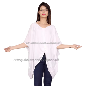 Top corto informal Blanco/Vestido caftán último diseño de impresión Digital ecológico nueva colección para ropa de oficina de otoño uso diario - Product Image 1