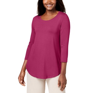 Camiseta con escote redondo de ajuste relajado de tamaño generoso para mujer hecha con mezcla de algodón Spandex tejido de Jersey suave de punto Bangladesh - Product Image 3