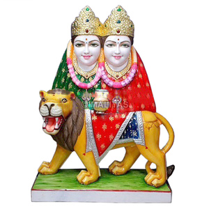 Premium Marble Chamunda Mata Statue | Handcrafted White Marble Chamunda Devi Murti with Lion | MALIYAS Jaipur - Product Image 2