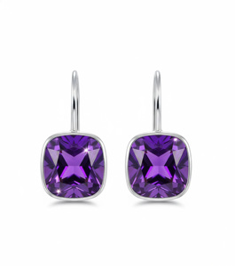 Boucles d'oreilles pendantes à clip en argent 925 de luxe avec strass en cristal taille coussin pour femme, pour usage quotidien, cadeau, sertissage clos - Product Image 3