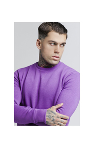 Suéter de Punto para Hombre, Cuello Redondo, Color Morado, Corte Regular, Estilo Casual para Otoño, Manga Larga, Color Sólido - Product Image 6