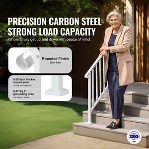 ราวจับเหล็กคาร์บอนแบบเปลี่ยนได้สำหรับบันไดภายนอกอาคาร ชุดราวบันได 3-4 ขั้น ติดตั้งง่าย - Product Image 6