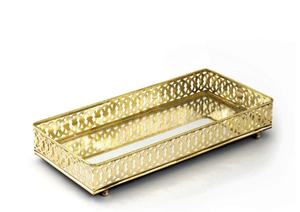 2025, bandeja de espejo de servicio a cuadros multifuncional de latón decorativo moderno para el hogar, Tays dorados de alta calidad para restaurantes, tocador - Product Image 3