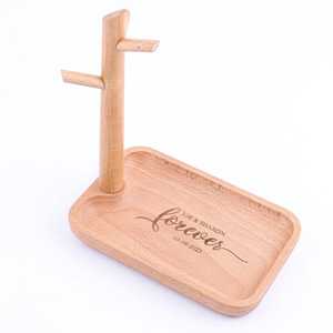 Support à clés ovale en bois avec plateau, motif nature morte, design moderne, fait main, pour table à manger - Product Image 4