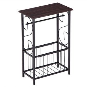Multifunctional Dark Brown (37 X 20 X 55)cm Bathroom Table with Tissue Magazine Rack Interior <b>Side</b> Table Shelves - Product Image 1