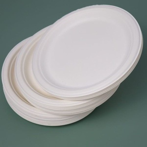 Assiettes jetables écologiques en bagasse, rondes de 6 pouces, solution alimentaire durable pour la restauration rapide et les collations, biodégradables - Product Image 1