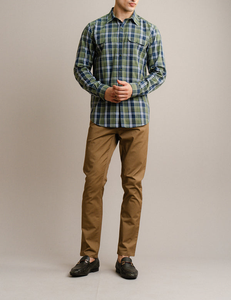 Camisa de Franela a Cuadros Verde Marino Personalizada, Precio al por Mayor, Camisa a Cuadros Verde Oliva, Algodón Suave, Ropa Casual para Exteriores, Prendas de Moda - Product Image 1