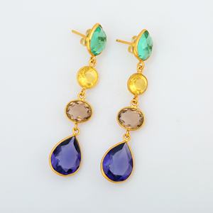 ต่างหูเครื่องประดับอัญมณีคลาสสิกคุณภาพสูงแบบห้อยต่างหูหินหลายขนาด - Product Image 2