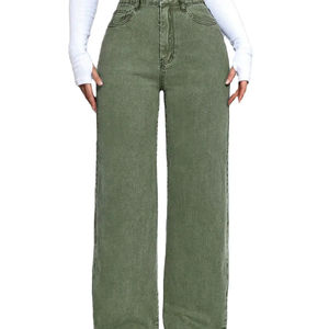 Jeans de Mezclilla Casuales Ecológicos de Cintura Baja y Corte Recto para Mujer, Estilo Hip Hop de Invierno, Tejidos, Lavados, con Botones - Product Image 1