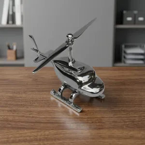 Helicóptero Metálico Plateado, Miniatura Decorativa para Mesa, Figura Decorativa para Hogar, Oficina, Escritorio, Regalo, Adorno - Product Image 2
