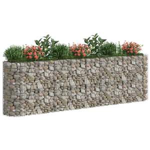 Grandes jardinières surélevées en gabion, robustes, en fer galvanisé argenté - Product Image 3