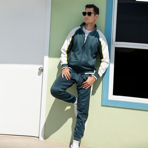 Conjuntos de chándal para hombre con cremallera, pantalones de chándal, logotipo personalizado, ropa urbana, cuello alto, joggers de otoño, ropa deportiva, ropa de entrenamiento - Product Image 5