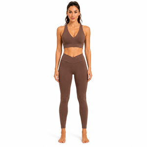 Conjunto de Yoga para Mujer con Paneles en Contraste, Leggings de Cintura Alta, Sujetador Deportivo, Ropa Deportiva para Gimnasio y Entrenamiento - Product Image 1