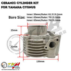 TWH Cygnus <b>Ceramic</b> Cylinder Kit High Performance Big Bore for Yamaha - Product Image 2