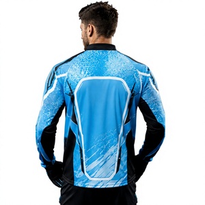 เสื้อเจอร์ซีย์เพนท์บอลแขนยาวสีน้ำเงินดำ พร้อมลายกราฟิกสีขาว ผลิตจากโพลีเอสเตอร์ แห้งเร็ว เหมาะสำหรับกิจกรรมกลางแจ้ง เสื้อเพนท์บอลแห้งเร็ว - Product Image 3