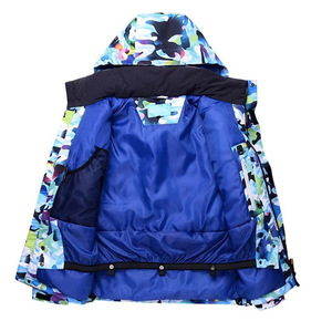 Chaqueta Impermeable Unisex para Esquí y Snowboard, Negra, Gris, Azul, Multicolor, con Estampado de Camuflaje, con Capucha, Acolchada, con Cierre - Product Image 3