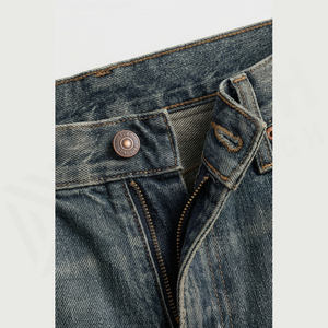 Jean en denim délavé coupe droite pour homme, coupe slim, taille mi-haute, en coton, style décontracté automne - Product Image 4
