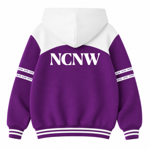 Sudadera con capucha personalizada para mujer del Consejo NCNW, con logo bordado en la parte delantera, color morado y blanco, manga corta, de algodón, para mujer. - Product Image 3