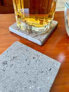 Natural Basaltina Marble Square Coasters Handmade Stone Drink Rest Homeware Set - Product Image 2