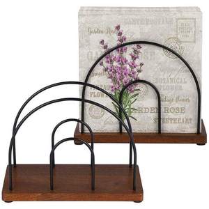 Creative 2 Slot Iron Napkin <b>Holder</b> with Round Base Rose Gold Copper Paper Dispenser Stand for <b>Kitchen</b> Countertop Napkin <b>Holder</b> - Product Image 1